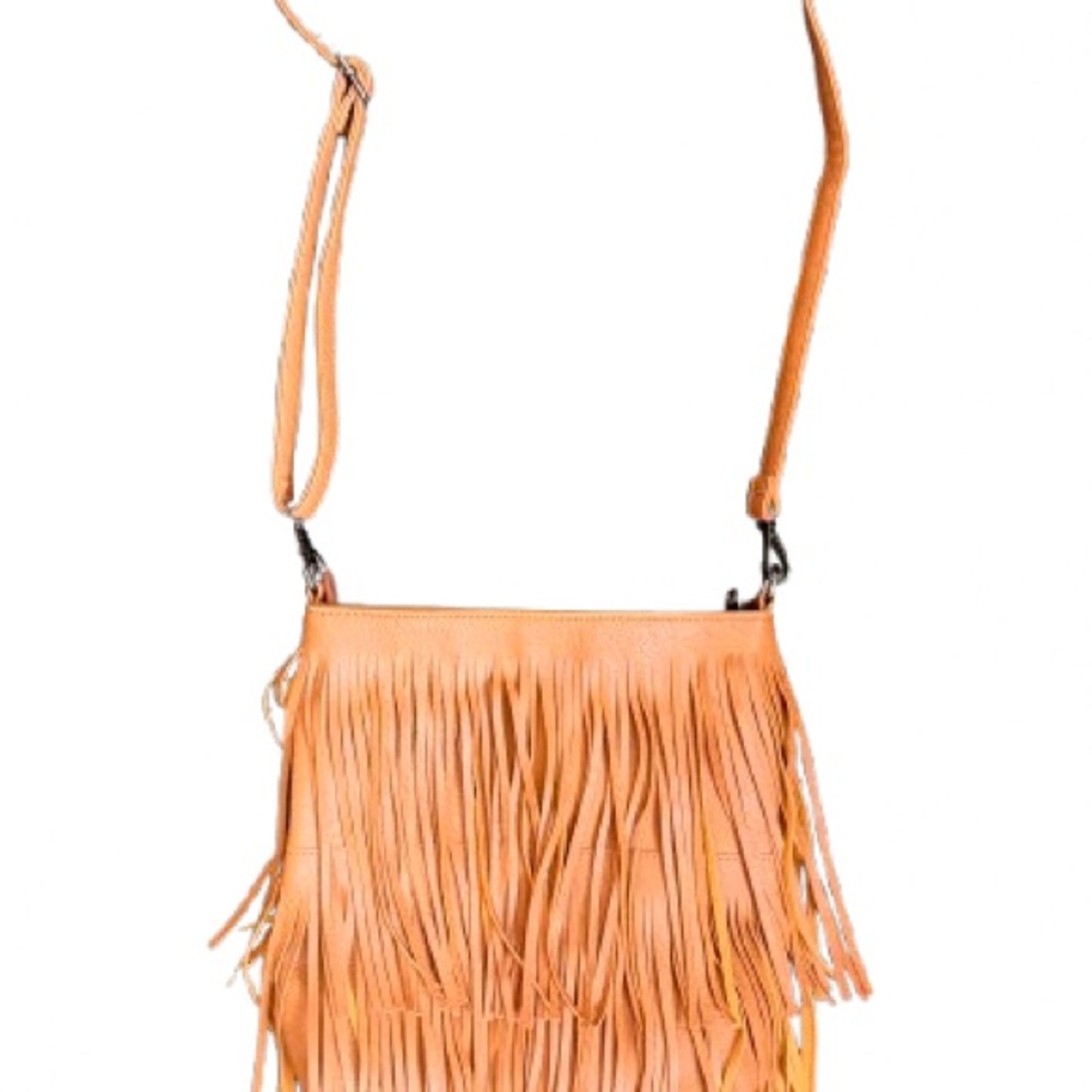 Boho-Chic Fringe Faux Leather Crossbody Bag - Picture 6 of 7